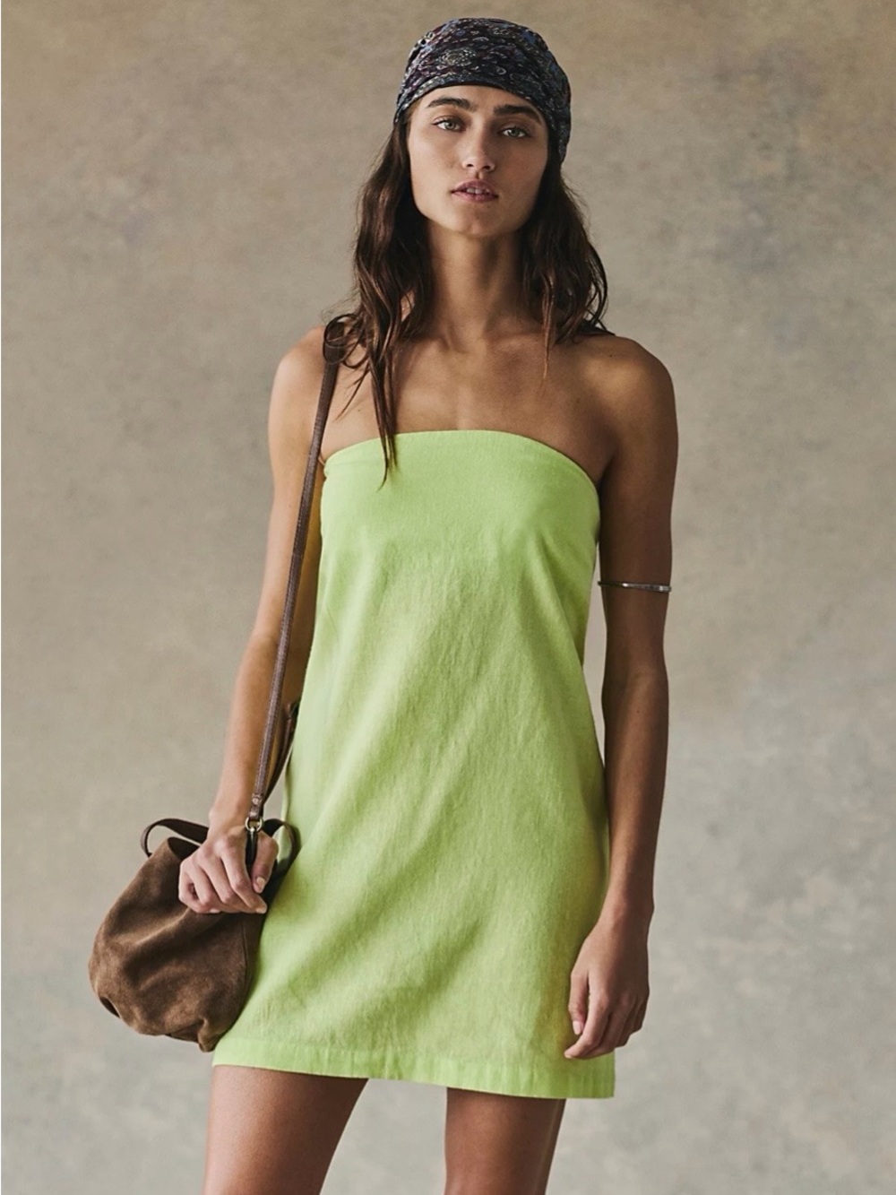 Free People NWT Essentially The Best Cotton-Linen Mini Dress in **Antique Oak**